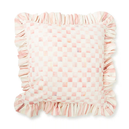 Mocha Stripe Throw Pillow with Ruffle