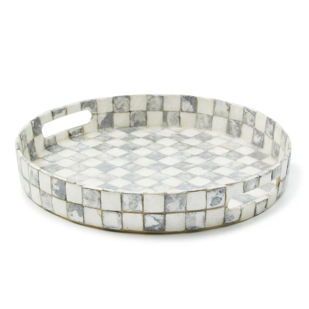 Rosy Check Capiz Round Tray