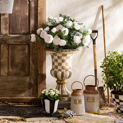 Sterling Check Pedestal Urn