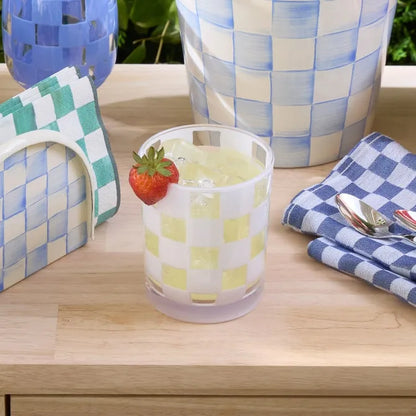 White Check Acrylic Tumblers, Set of 4
