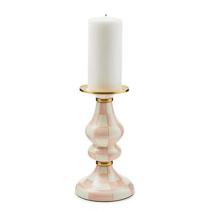 Emerald Check Medium Pillar Candlestick