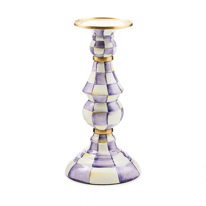 Emerald Check Medium Pillar Candlestick