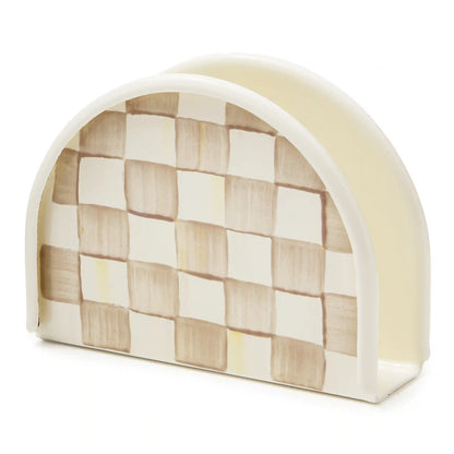 Emerald Check Enamel Napkin Holder