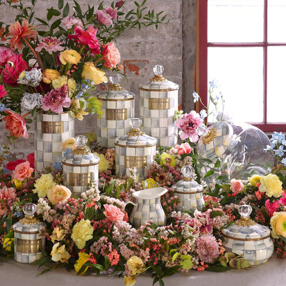 Cookie Jar with Violet Check Lid