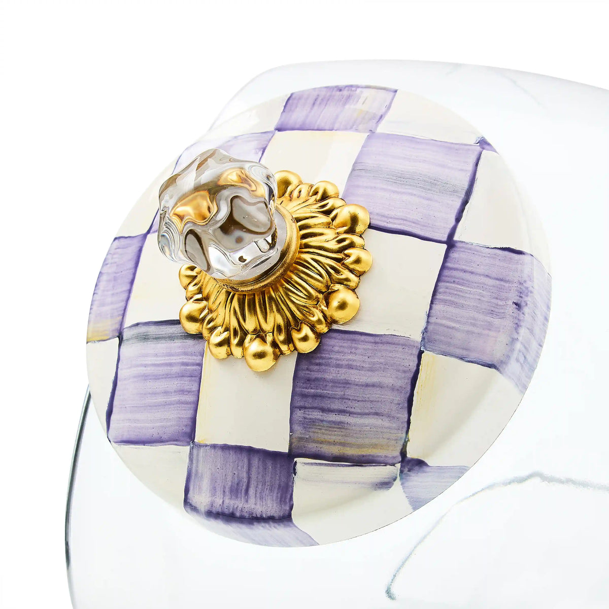 Sweets Jar with Violet Check Lid