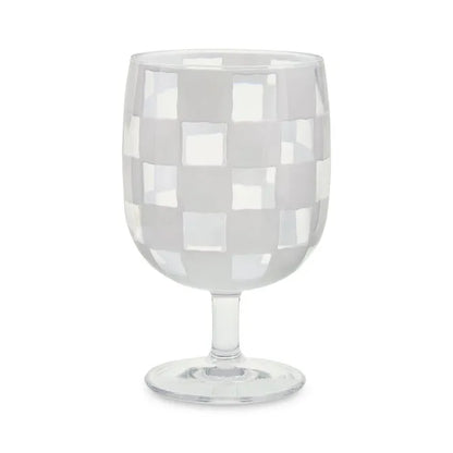 White Check Acrylic Water Goblets, Set of 4