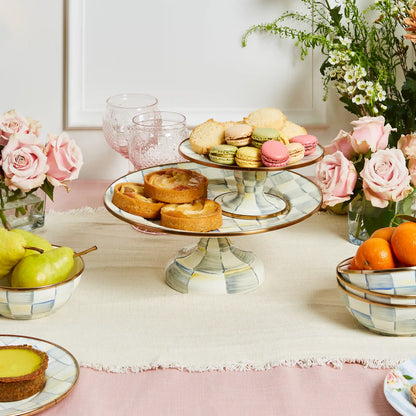 Mocha Check Small Pedestal Platter