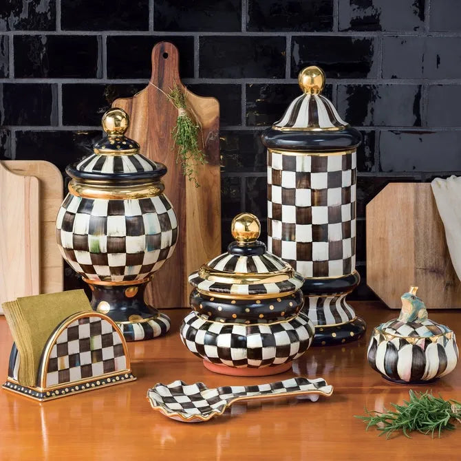 Courtly Check Ceramic Column Canister