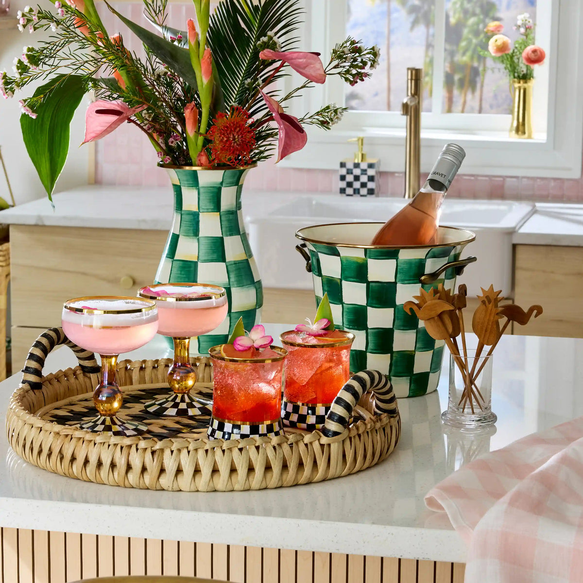 Violet Check Wine Cooler