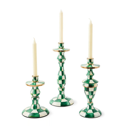 Mocha Check Large Candlestick