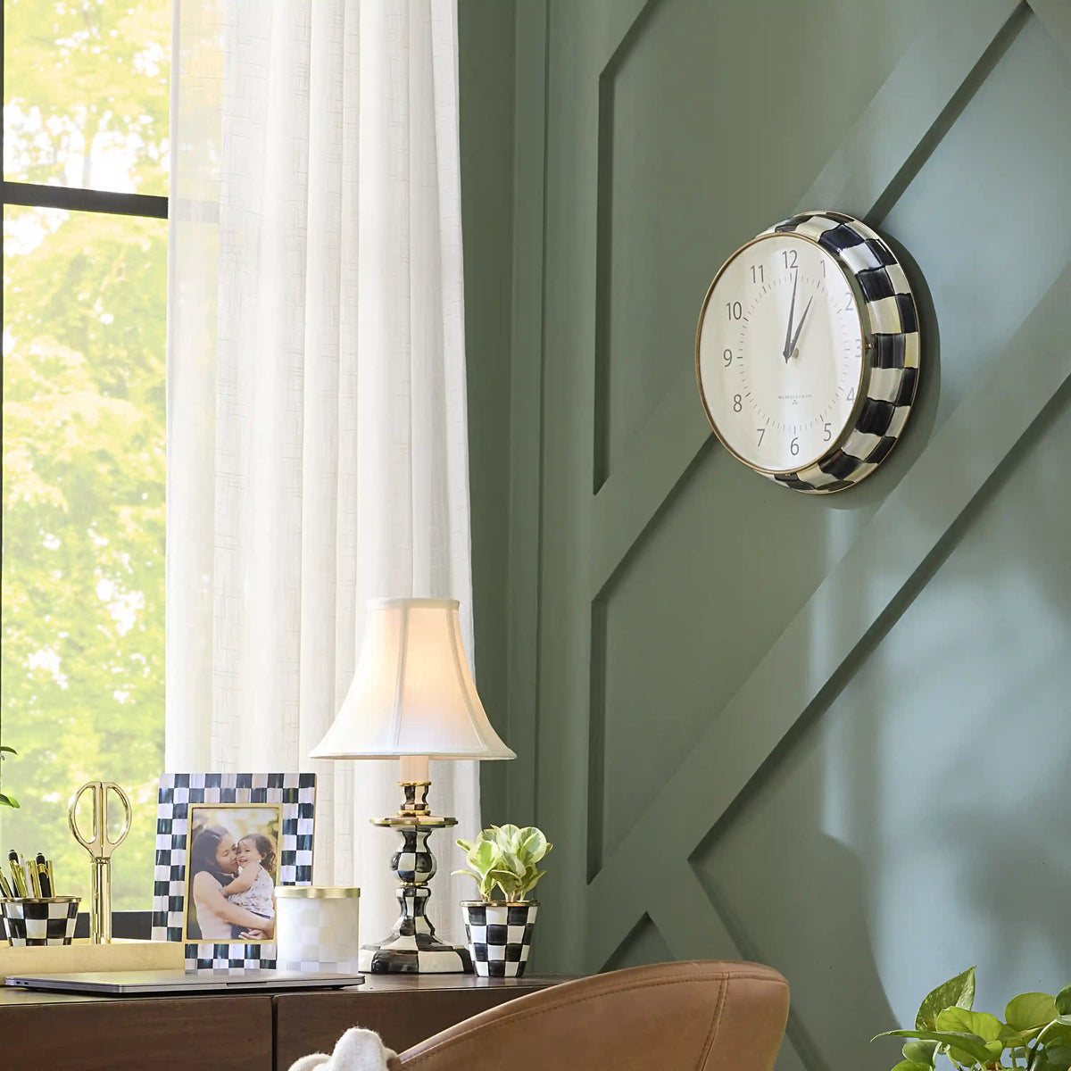 Sterling Check School Wall Clock