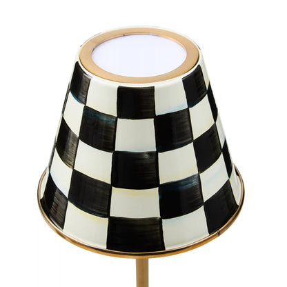 Mocha Check LED Rechargeable Cafe Table Lamp