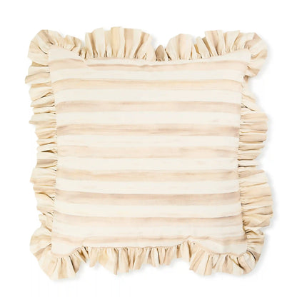 Rosy Stripe Ruffle Throw Pillow