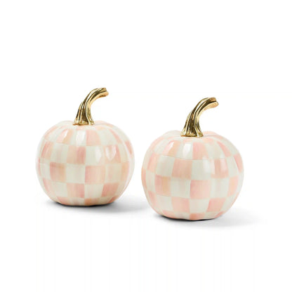 Classic Orange Check Mini Pumpkin Set of 2