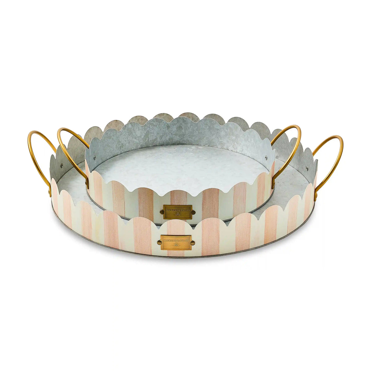Rosy Stripe Serving Trays, Set of 2
