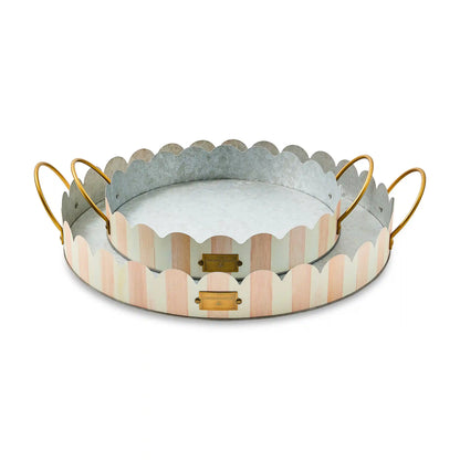 Rosy Stripe Serving Trays, Set of 2