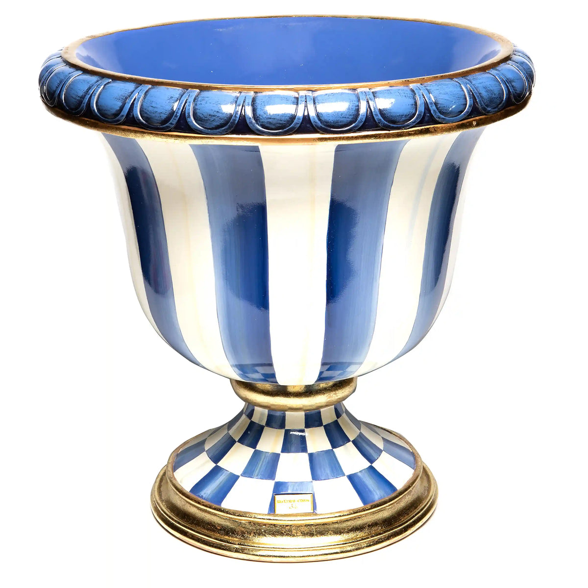 Sterling Check Pedestal Urn