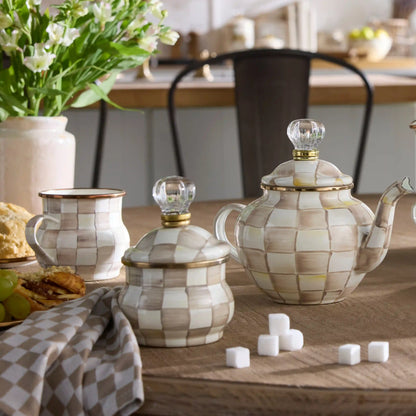 Sterling Check Lidded Sugar Bowl