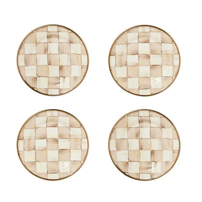 Emerald Check Appetizer Plates, Set of 4