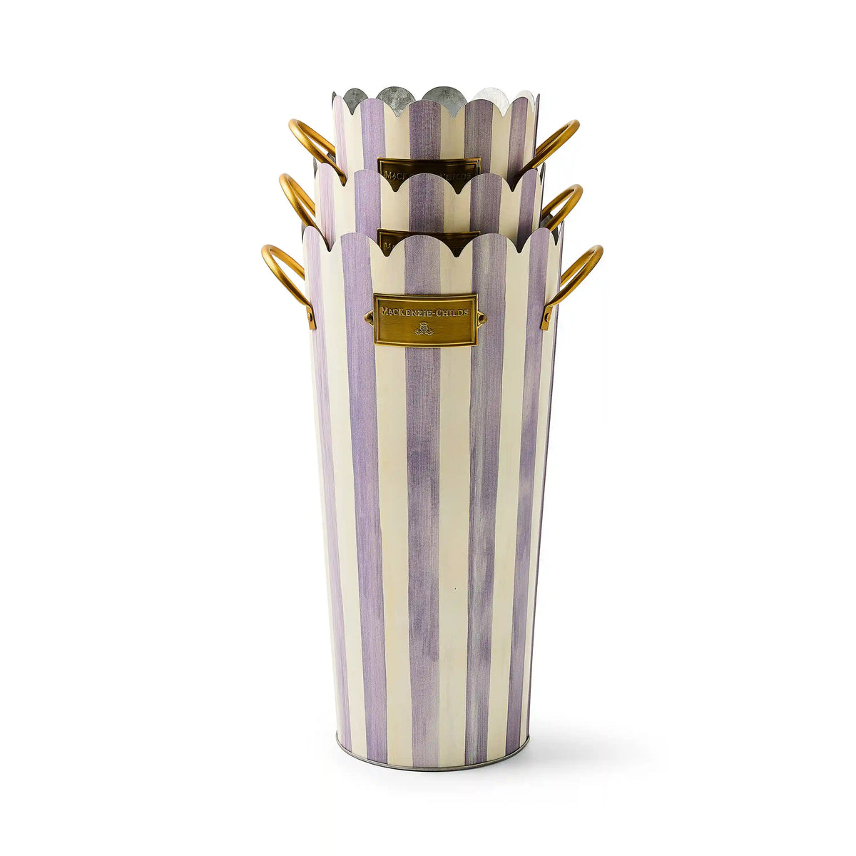 Violet Stripe Flower Buckets, Set of 3