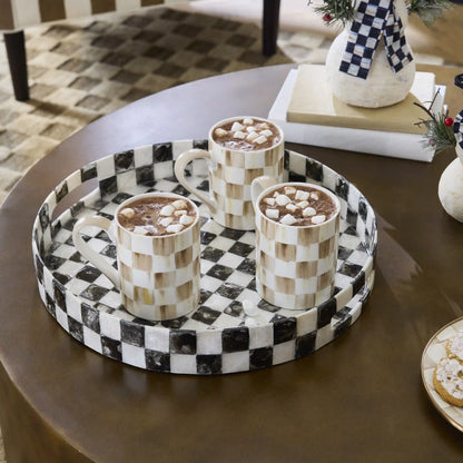 Rosy Check Capiz Round Tray