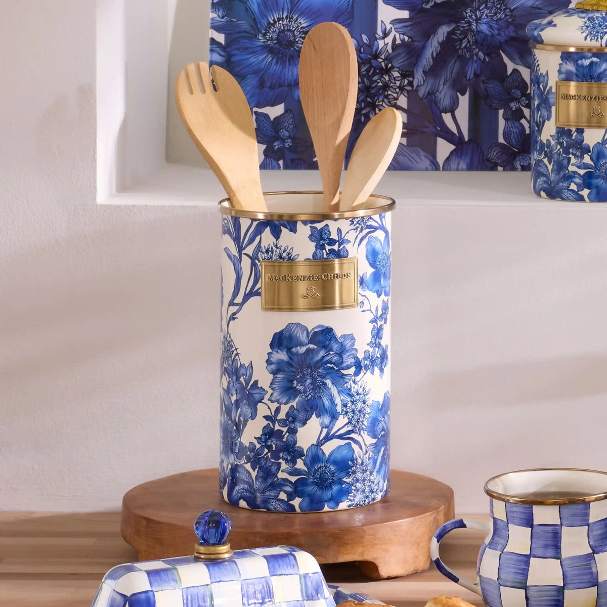 Wild Rose Slate Utensil Holder