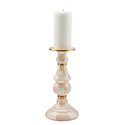 Violet Check Medium Pillar Candlestick