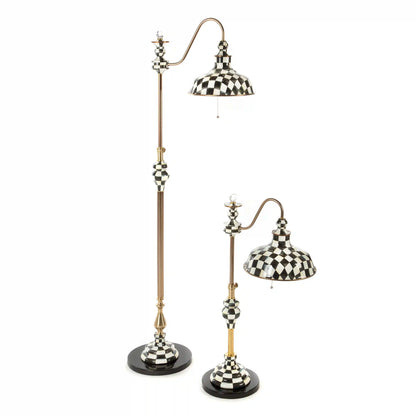 Mocha Check Farmhouse Floor Lamp