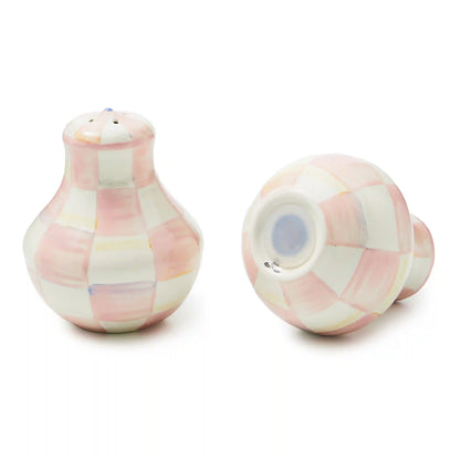 Violet Check Salt & Pepper Shakers