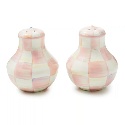 Violet Check Salt & Pepper Shakers