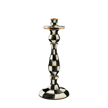 Mocha Check Large Candlestick
