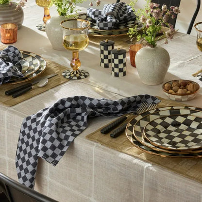 Black Check Napkin Rings, Set of 4