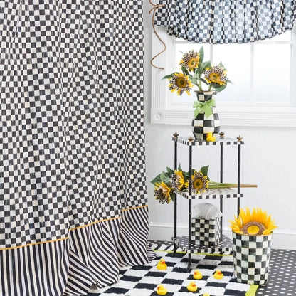 Rosy Check Shower Curtain
