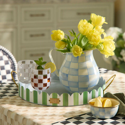 Rosy Stripe Serving Trays, Set of 2