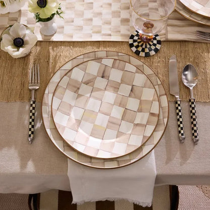 Mocha Check Charger/Plate
