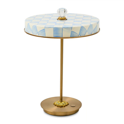 Sterling Check LED Rechargeable Disk Table Lamp