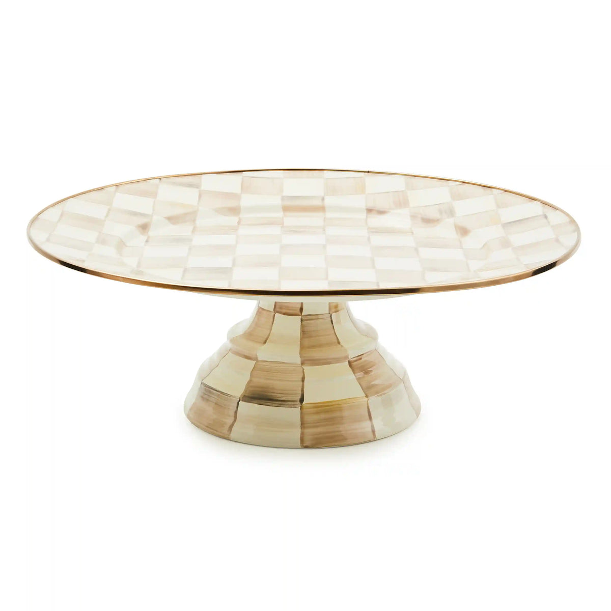 Sterling Check Large Pedestal Platter