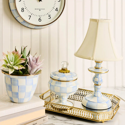 Mocha Check Candlestick Lamp