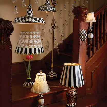 Mocha Check Farmhouse Floor Lamp