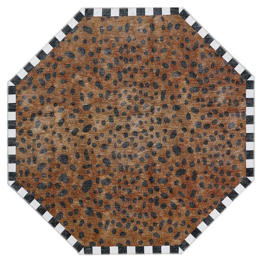 Cheetah 6' Octagon Washable Rug