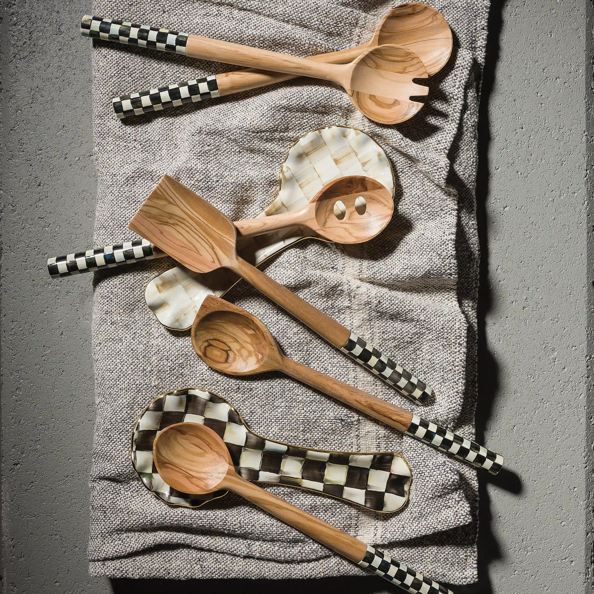 Sterling Check Ceramic Spoon Rest
