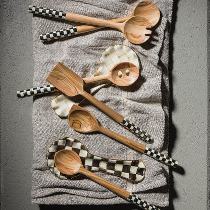 Sterling Check Ceramic Spoon Rest
