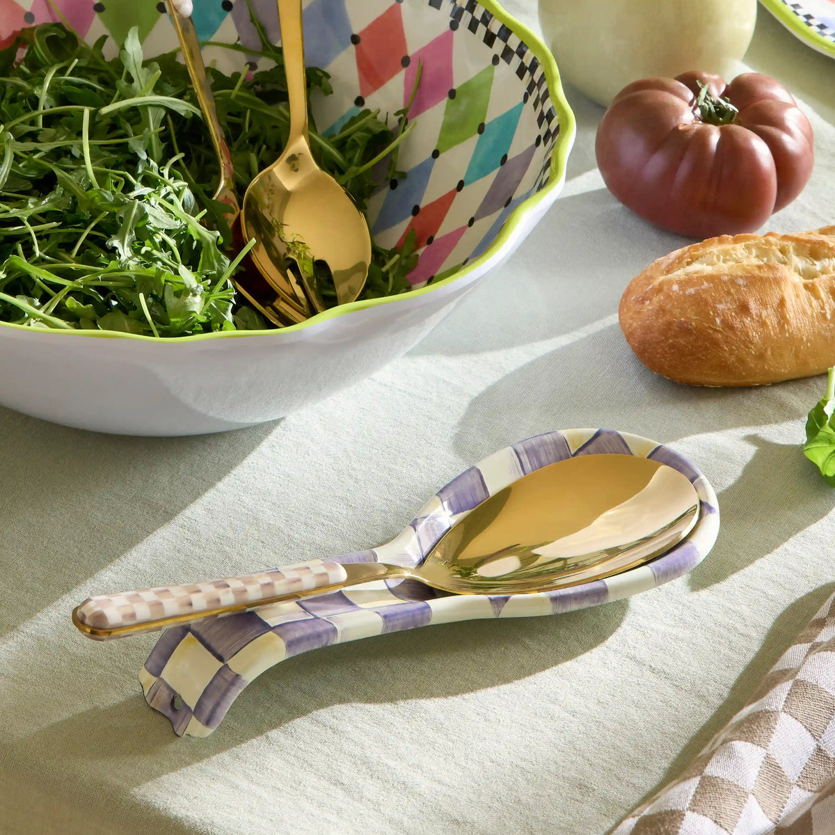 Violet Check Spoon Rest