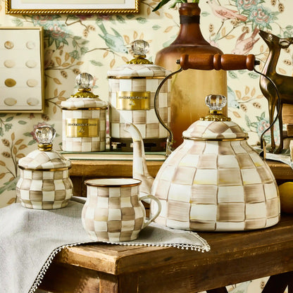 Sterling Check Lidded Sugar Bowl