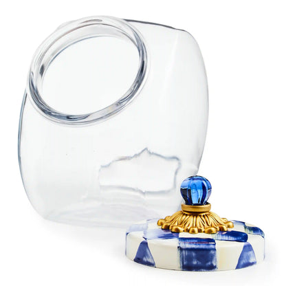 Cookie Jar with Violet Check Lid