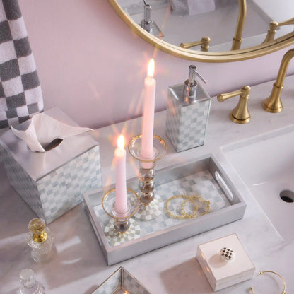Rosy Check Large Glass Candlestick