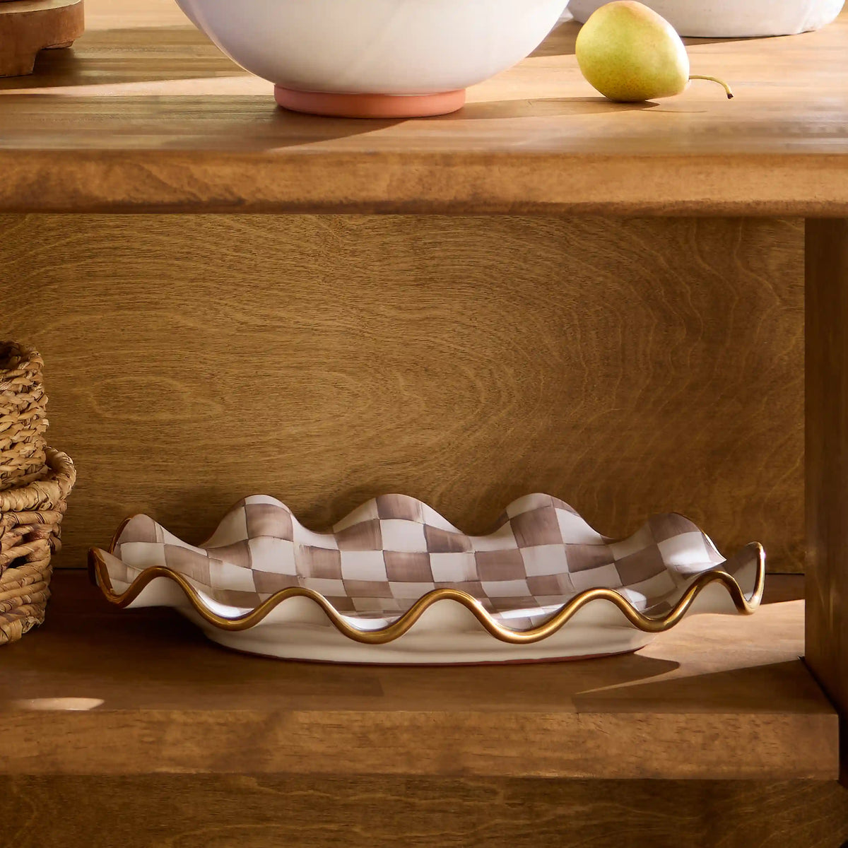Rosy Check Ceramic Serving Platter