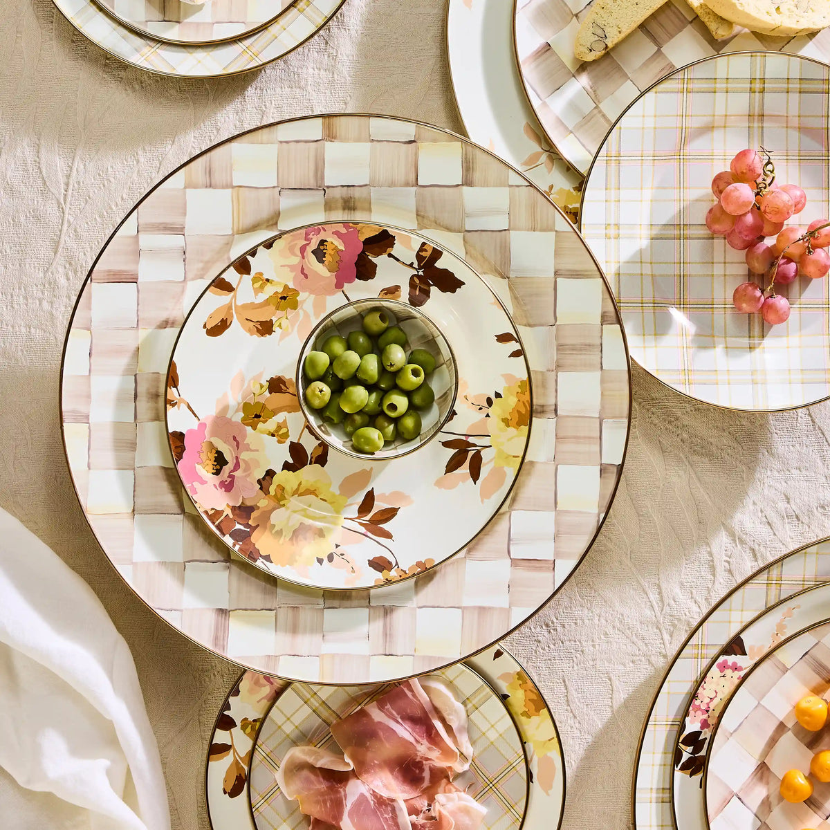 Violet Check Serving Platter