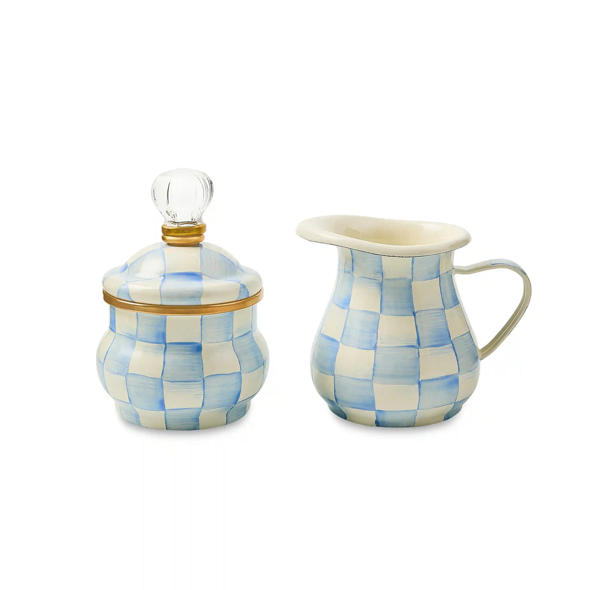 Violet Check Lidded Sugar Bowl