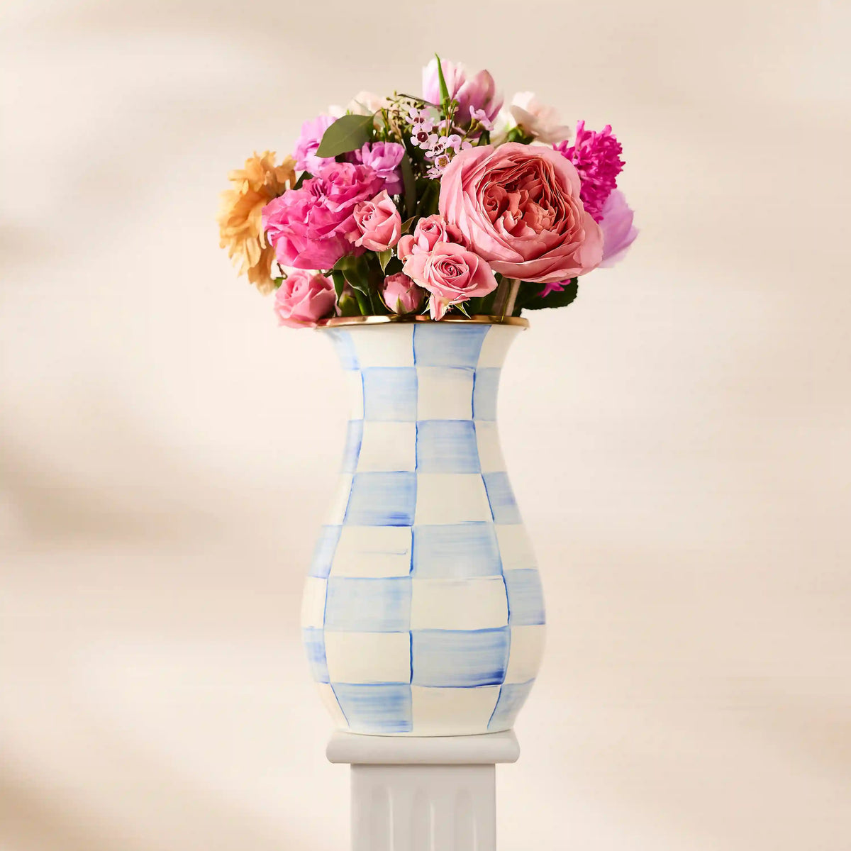 Mocha Check Tall Vase
